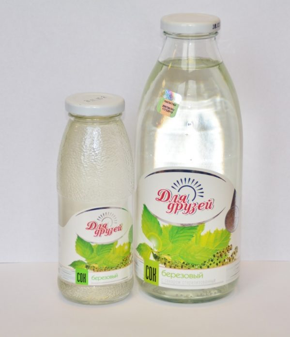 Birch sap dalam botol berjenama